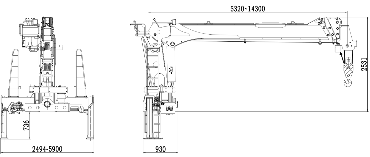 SHS2004 Kren dipasang trak boom lurus