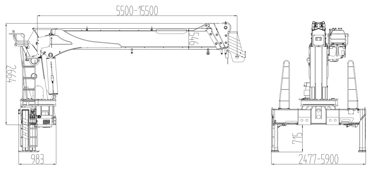 SHS3004 kalaka boom pololei i kau ʻia ka crane