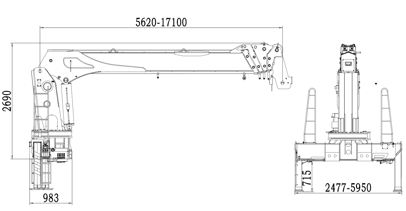 SHS3005 Reguit boom vragmotor gemonteerde hyskraan