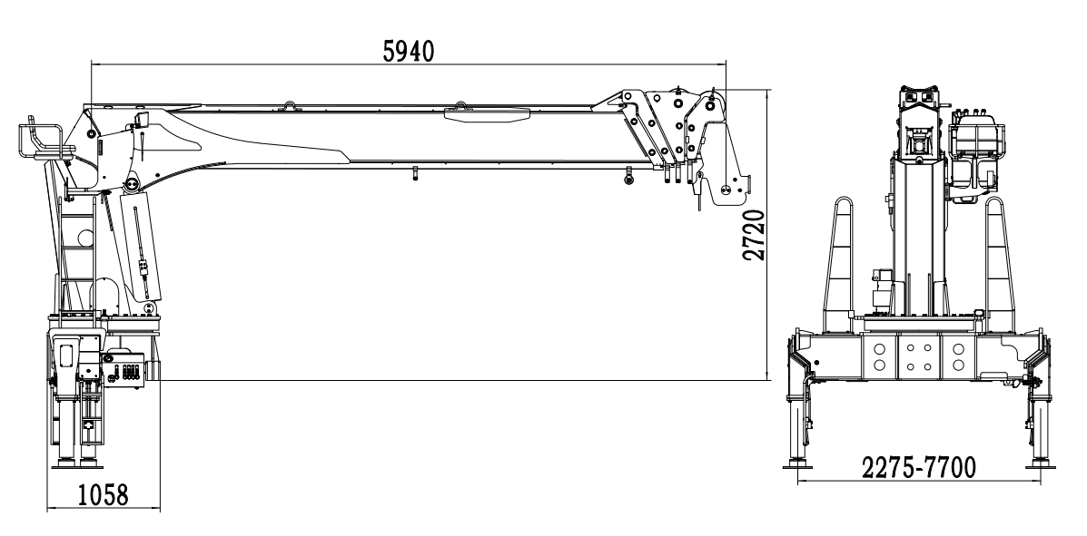 SHS3605 سڌي بوم ٽرڪ تي سوار ڪرين